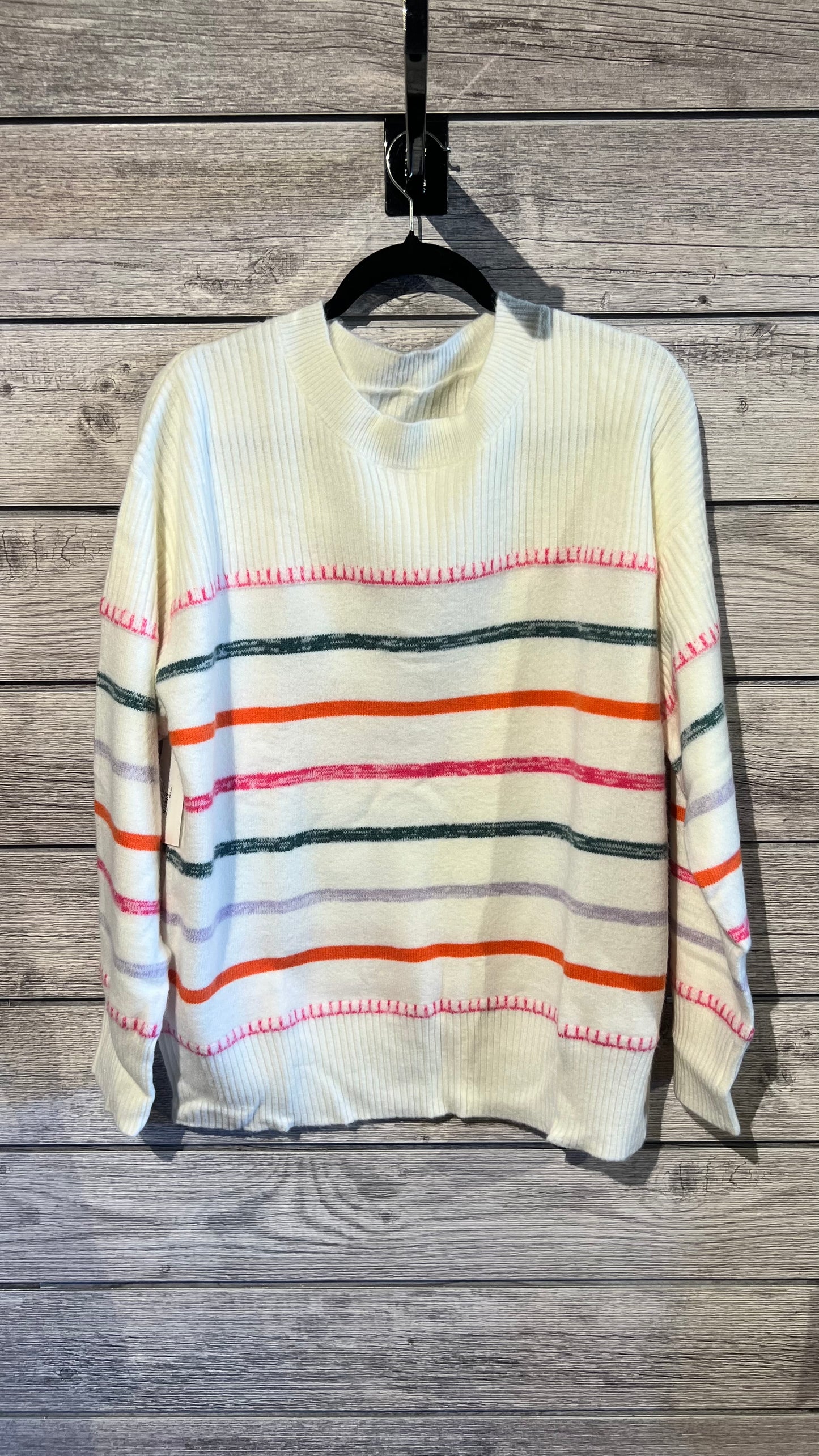 THE KILE- COLORFUL STRIPED RIBBED TRIM SWEATER