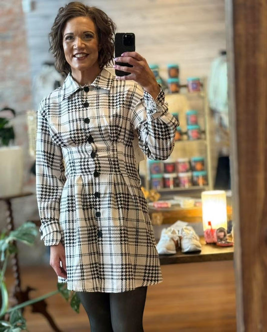 RUE- RETRO PLAID SHIRT DRESS
