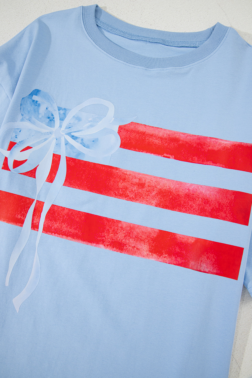 Myosotis Flag Bow Graphic Crewneck Tee